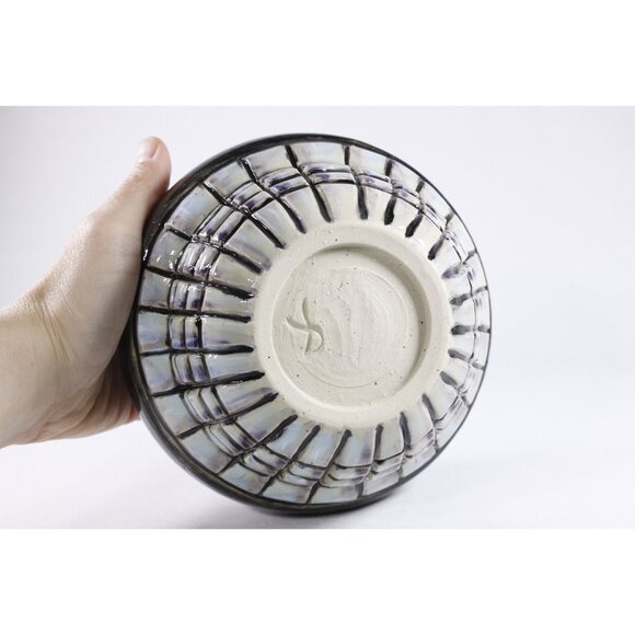 Handmade opalescent painted pottery bowl, full moon home altar offering bowl - Picture 9 of 10